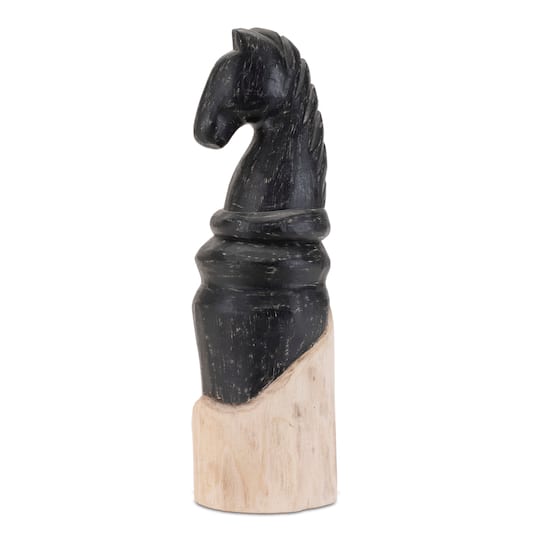 13.75" Black Mango Wood Knight Chess Piece Sculptures, 2ct. By Melrose in Black/Beige | Michaels®
